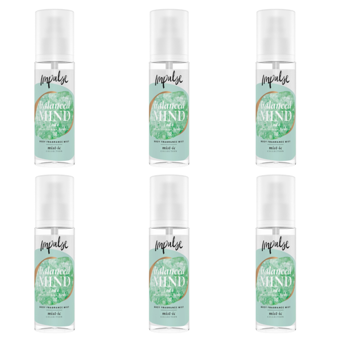 Impulse Balanced Mind Jasmine & Vanilla Body Mist 150ml - Pack of 6