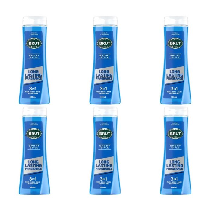 Brut Sport Style 3-In-1 Shower Gel 600ml - Pack of 6