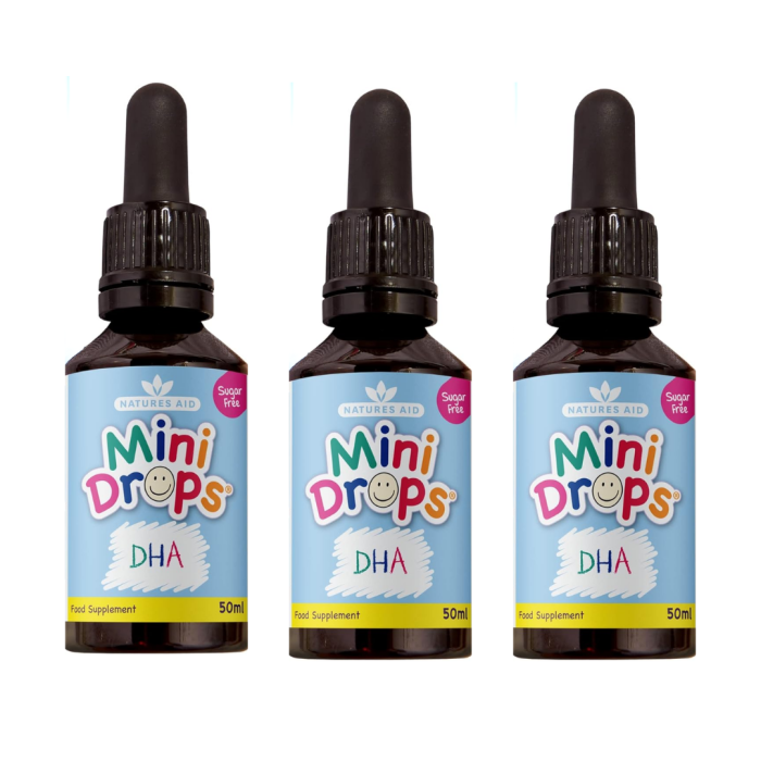 Natures Aid DHA Omega-3 Mini Drops for Babies & Kids 50ml - Pack of 3