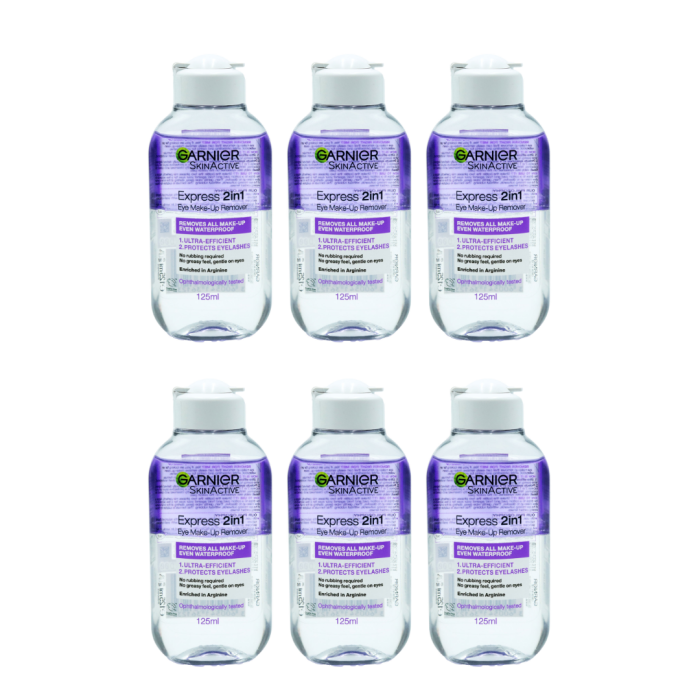 Garnier Skin Active 2 in 1 Eye Makeup Remover Ultra-Efficient 125ml - Pack of 6