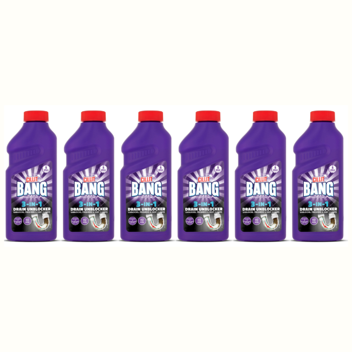 Cillit Bang 3-in-1 Power Cleaner Drain Unblocker Gel 500ml - Pack of 6