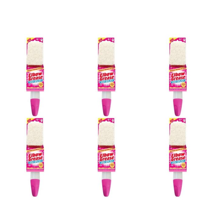 Elbow Grease Pink Washing Up Liquid Dispensing Dish Brush - Pack of 6