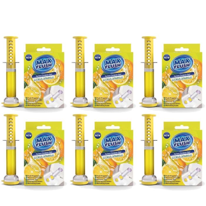 Max Flush Citrus Sparkle Toilet Cleaner Gel 45ml - Pack of 6