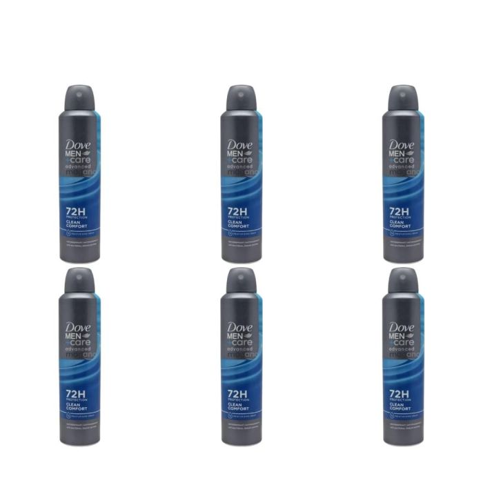 Dove Men+Care Advanced Clean Comfort 72H Antiperspirant Spray 250ml - Pack of 6