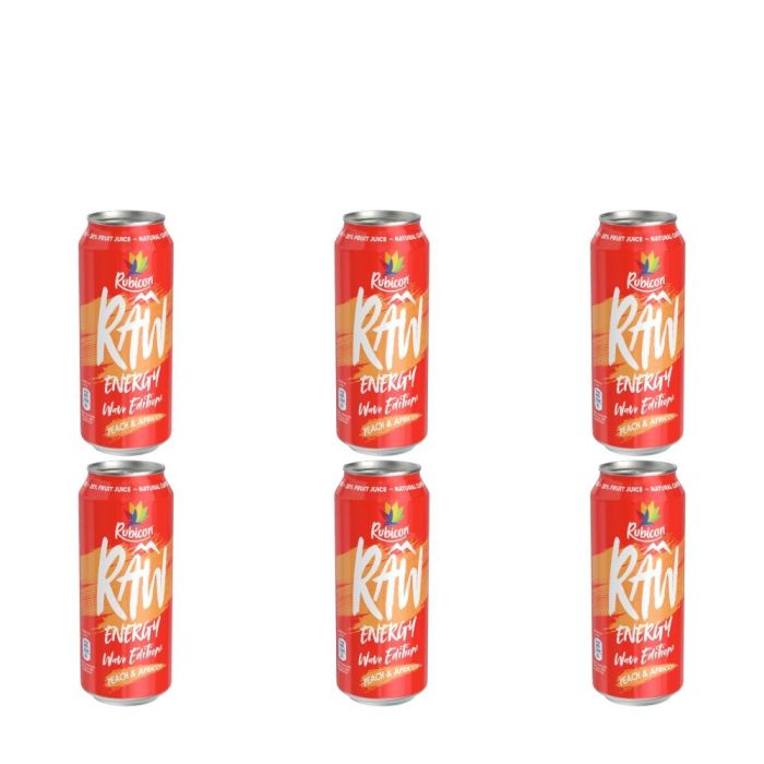 Rubicon Raw Peach & Apricot Energy Drink 500ml - Pack of 6