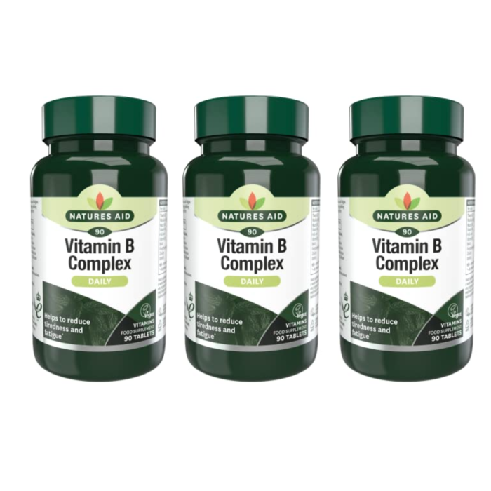 Natures Aid Vitamin B Complex Daily to Reduce Fatigue 90 Tablets - Pack of 3