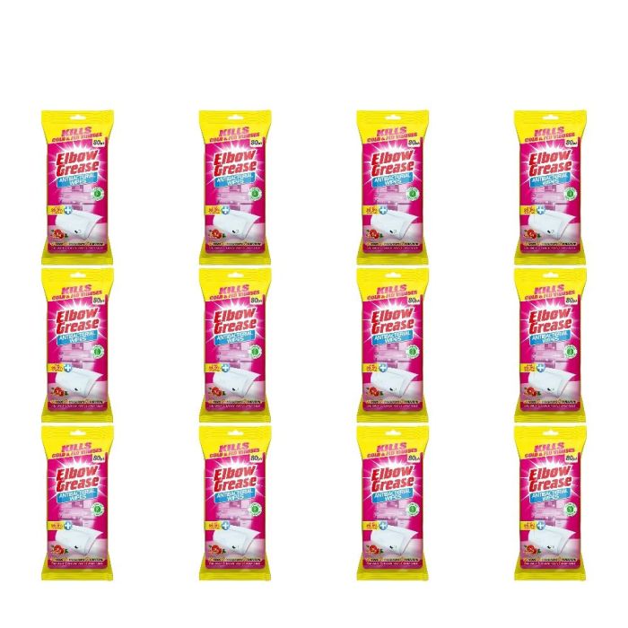 Elbow Grease Antibacterial Pink Blush 80 wipes - Pack of 12