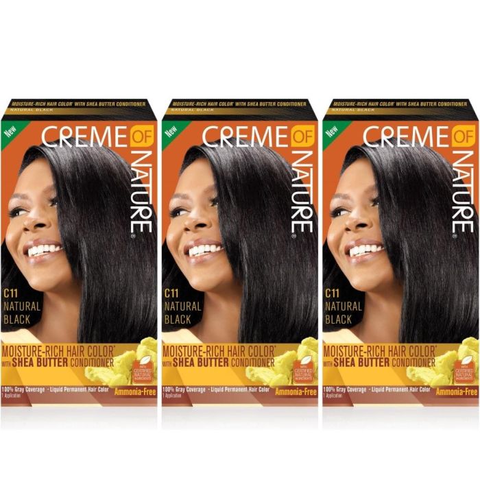 Creme of Nature Moisture-Rich Hair Colour with Shea Butter Conditioner - C11 Natural Black - Pack of 3