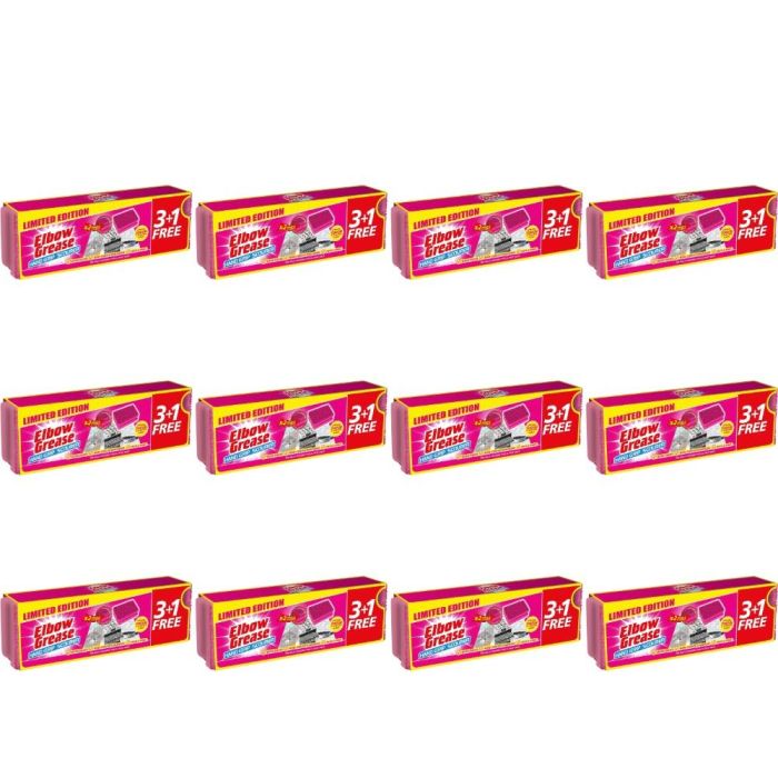 Elbow Grease Pink Hand Grip Scourers 4 Count - Pack of 12
