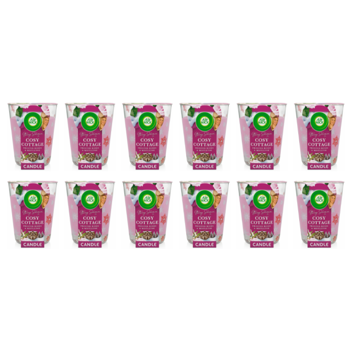 Air Wick Cosy Cottage Frosted Roses & Mistletoe Sencted Candle 105g - Pack of 12