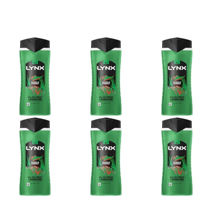 Lynx Jungle Fresh 3-In-1 Shower Gel 500ml - Pack of 6