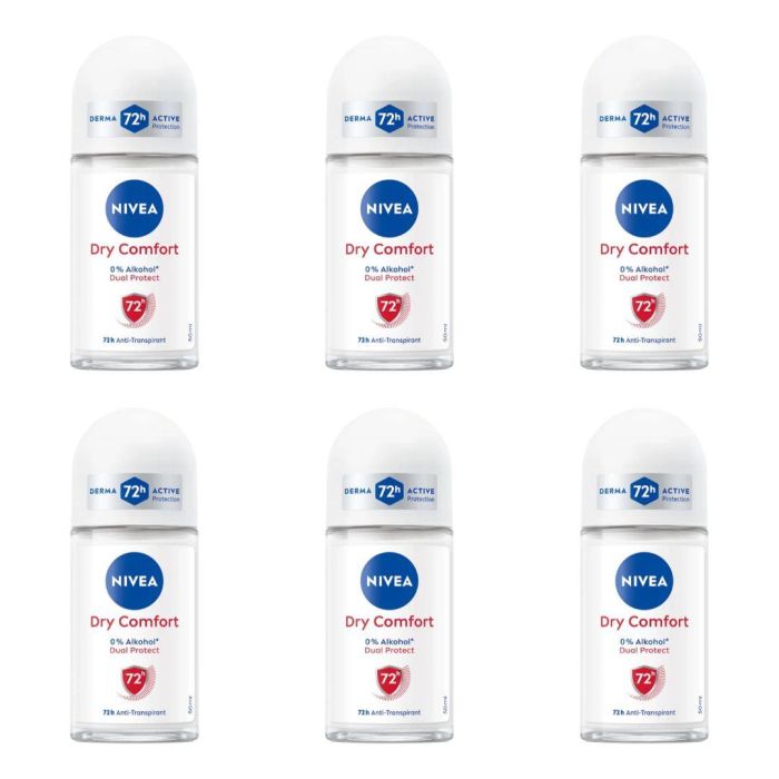 Nivea Dry Comfort Antiperspirant Women's Roll on 50 ML - Pack of 6