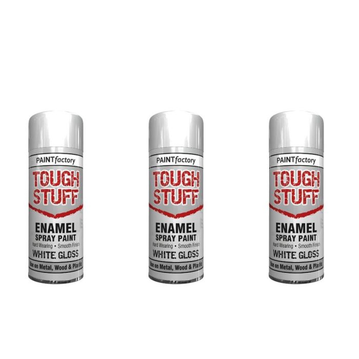 Paint Factory Enamel White Gloss Spray Paint 400ml - Pack of 3