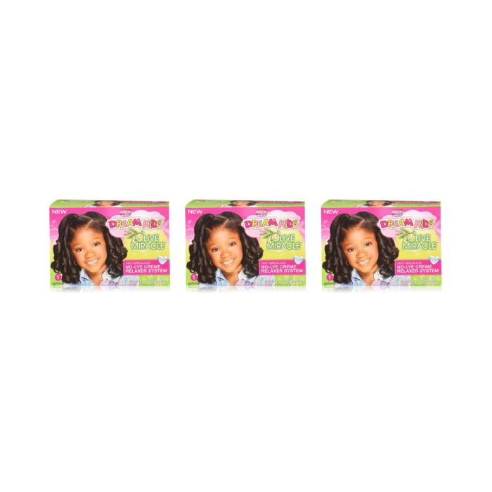 African Pride Dream Kids Olive Miracle No-Lye Relaxer Regular - Pack of 3