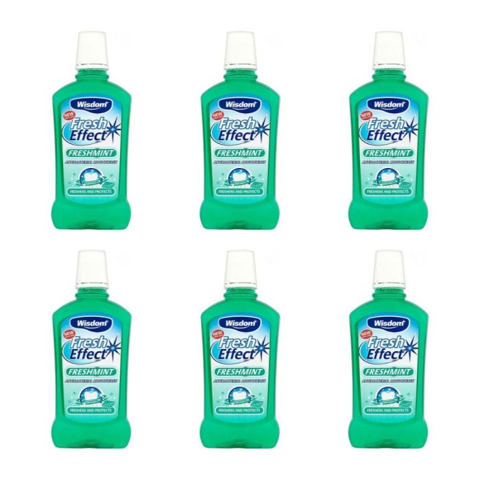 Wisdom Fresh Effect Freshmint Antibacterial Mouthwash 500 ML - Pack of 6