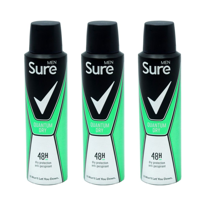 Sure Quantum Dry Anti-Perspirant Deodorant Spray 150ml - Pack of 3