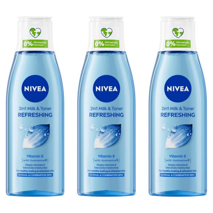 Nivea 2-in-1 Refreshing Milk & Toner 200ml - Pack of 3