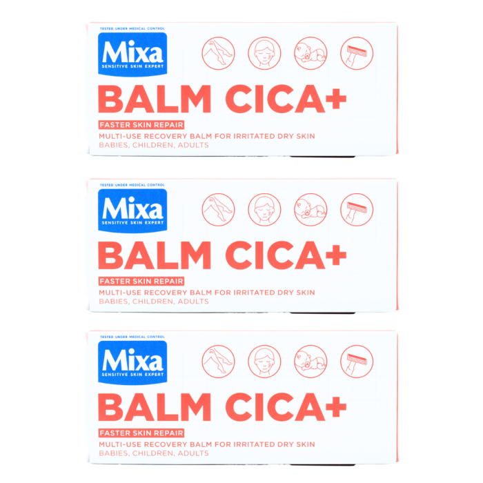 Mixa Cica+ Multi-Use Recovery Balm Tube for Dry Irritated Skin 50ml - Pack of 3