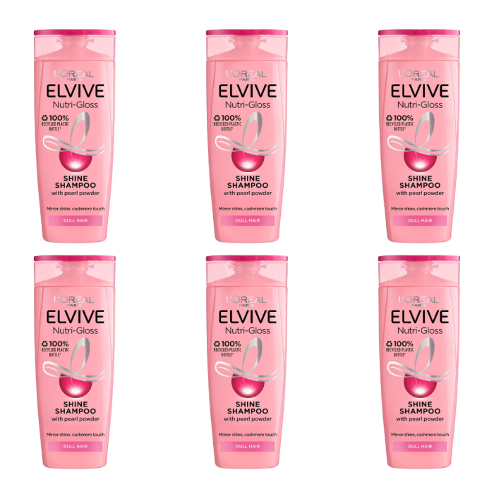 L'Oreal Elvive Nutri Gloss Shine Shampoo 250ml - Pack of 6