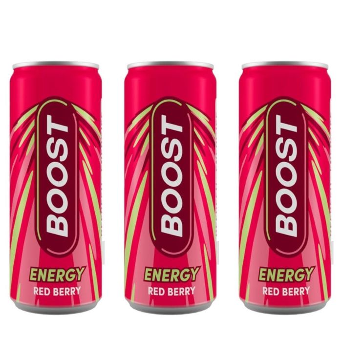Boost Red Berry Carbonated  Energy Drink 500ml - Pack of 3