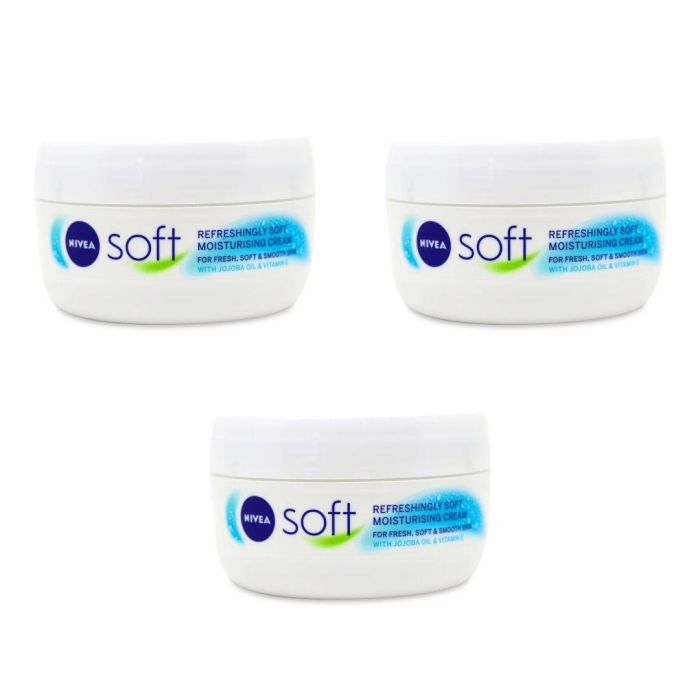 NIVEA Soft Moisturising Cream for Face Body and Hands 300 ML - Pack of 3