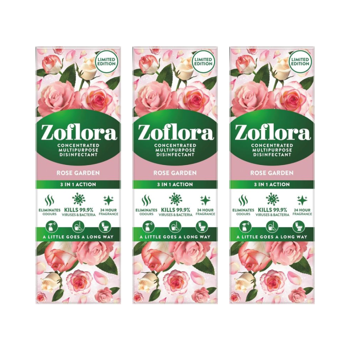 Zoflora Rose Garden Concentrated Multipurpose Disinfectant 250 ML - Pack of 3