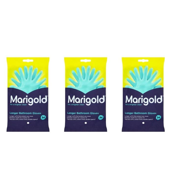 Marigold Stronger Bathroom Cleaning Gloves Medium 1 Pair - Pack of 3