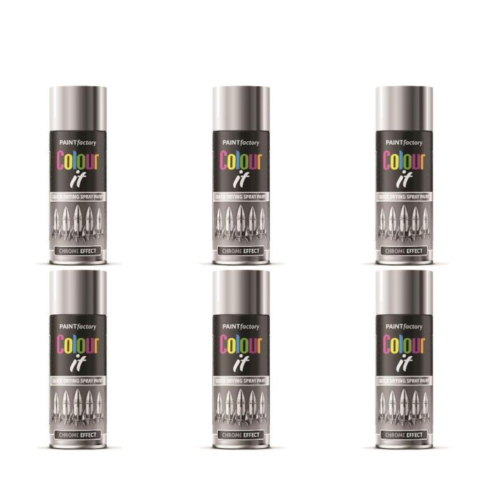 Paint Factory Colour It Chrome Effect Gloss Spray Paint 400ml - Pack of 6