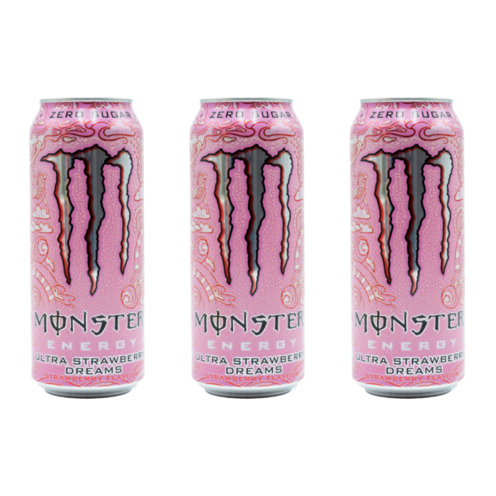 Monster Ultra Strawberry Dreams Zero Sugar 500 ml - Pack of 3