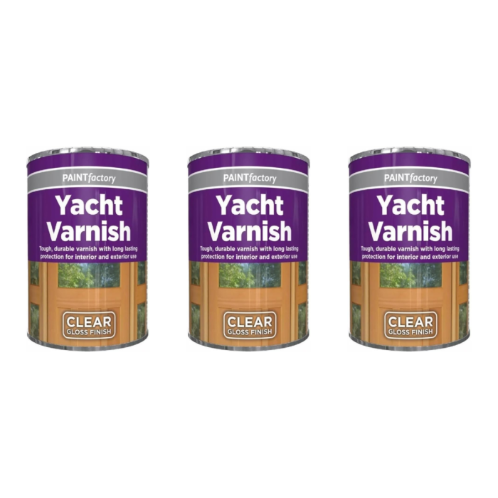 Paint Factory Yacht Varnish Clear Gloss Finish 300ml - Pack of 3