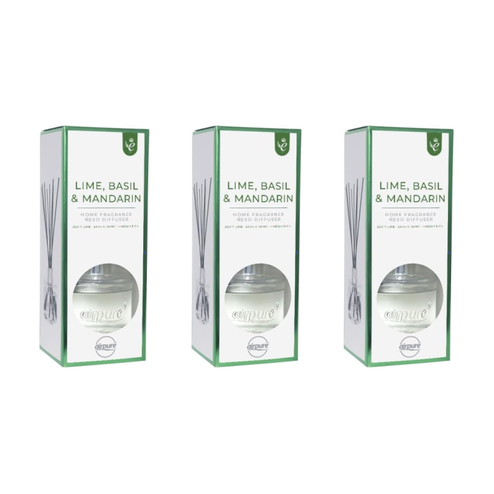 Airpure Lime Basil Mandarin Home Fragrance Reed Diffuser 100 ml - Pack of 3