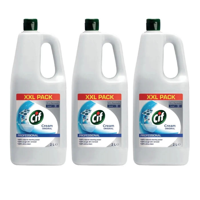 Cif Original Cream Cleaner for Kitchen Bathroom Cleaning 2L - Pack of 3