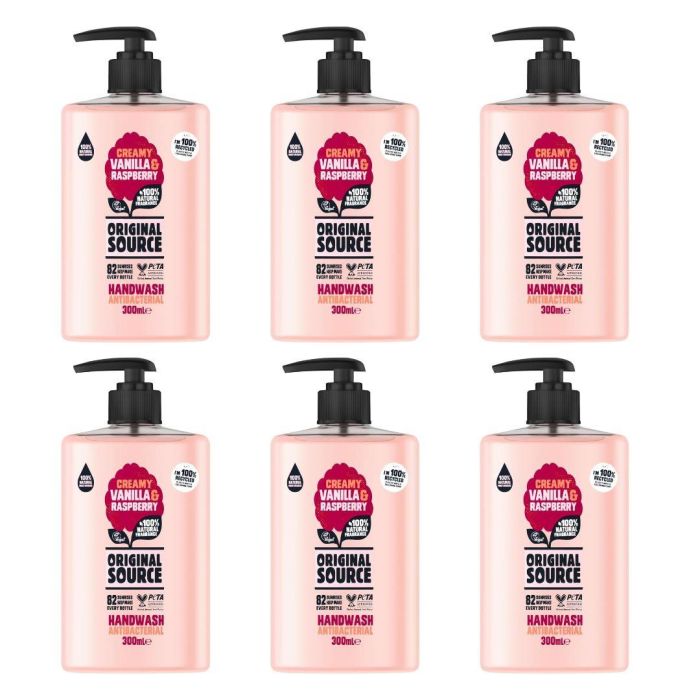 Original Source Vanilla & Raspberry Fragrance & Antibacterial Handwash 300ml x 6