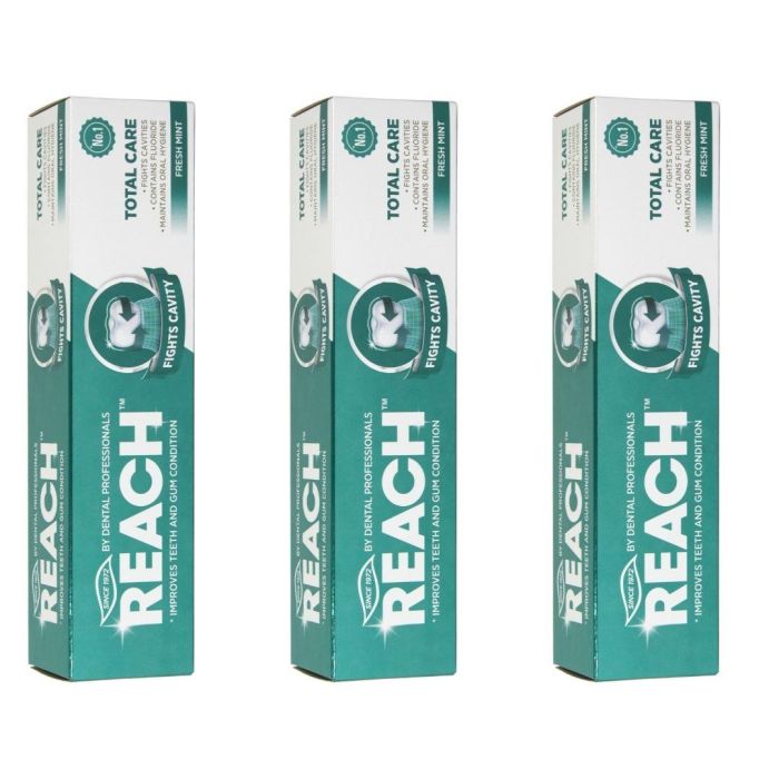 Reach Total Care Toothpaste Fresh Mint Fights Cavities & Plaque 150g x 3
