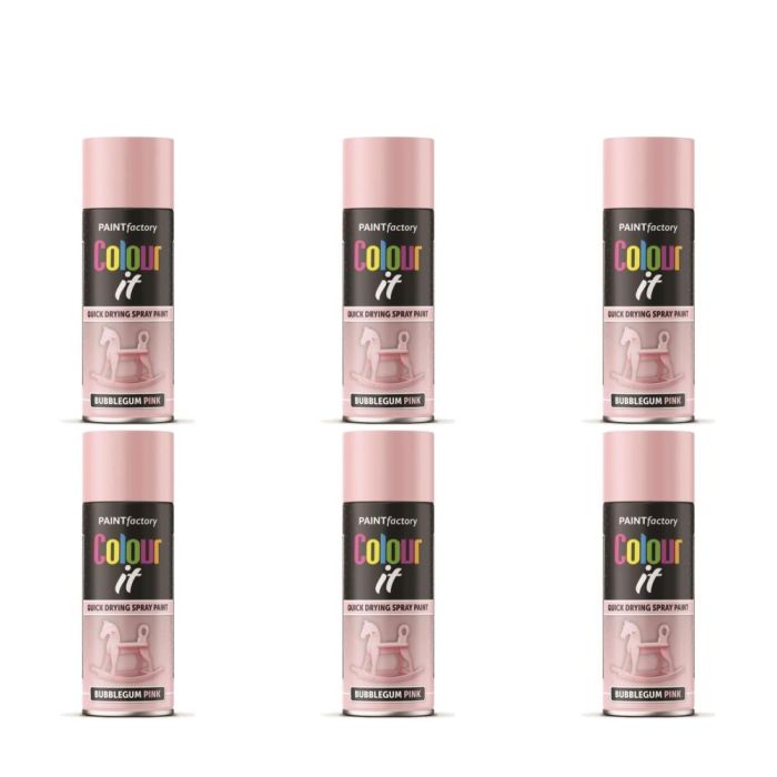 Paint Factory Colour It Bubblegum Pink Gloss Spray Paint 400ml - Pack of 6