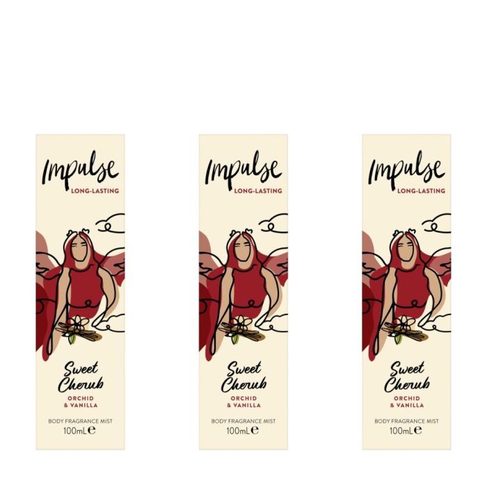 Impulse Sweet Cherub Body Mist 100ml - Pack of 3