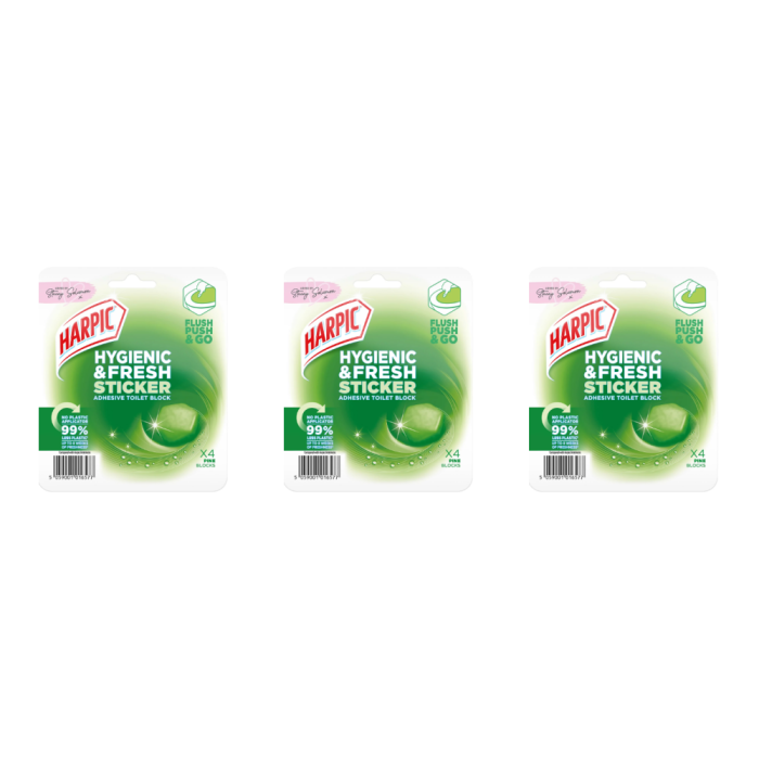 Harpic Hygienic Toilet Cleaner with Sticker 4 Count - Pack of 3