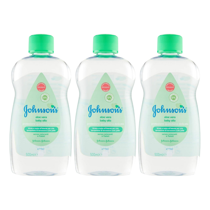 Johnson's Baby Moisturising Oil Aloe Vera 500ml - Pack of 3