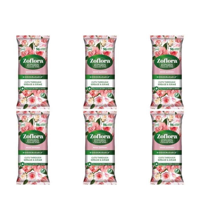 Zoflora Rose Garden Cleaning Wipes 96 wipes - Pack of 6