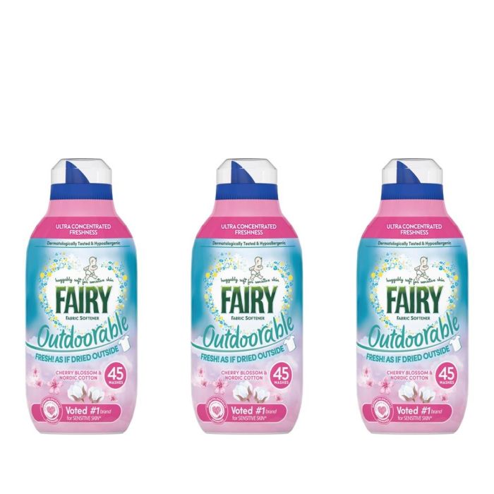 Fairy Outdoorable Cherry Blossom & Nordic Cotton Fabric Softener 630ml - Pack of 3