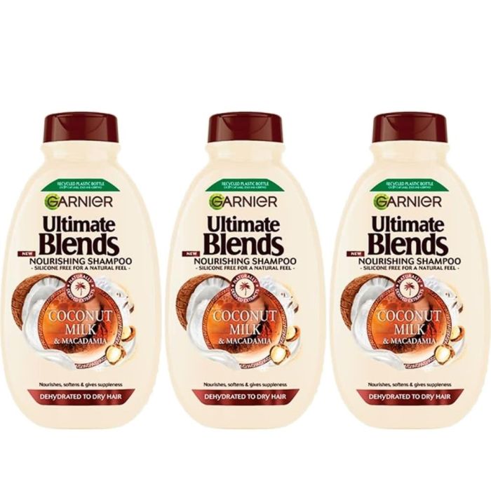 Garnier Ultimate Blends Coconut Milk & Macadamia Shampoo 400ml - Pack of 3