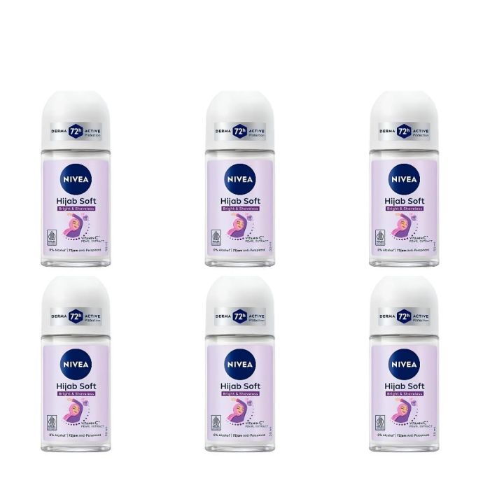 Nivea Hijab Soft Antiperspirant Roll-On 50ml - Pack of 6