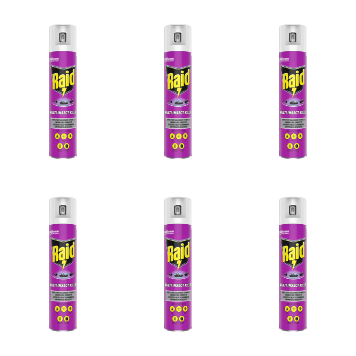Raid Multi-Insect Killing Aerosol Spray 300ml - Pack of 6