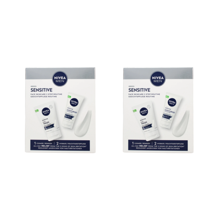 Nivea Men Sensitive Face Skincare Gift Set Face Wash & Moisturiser 2 Piece set - Pack of 2