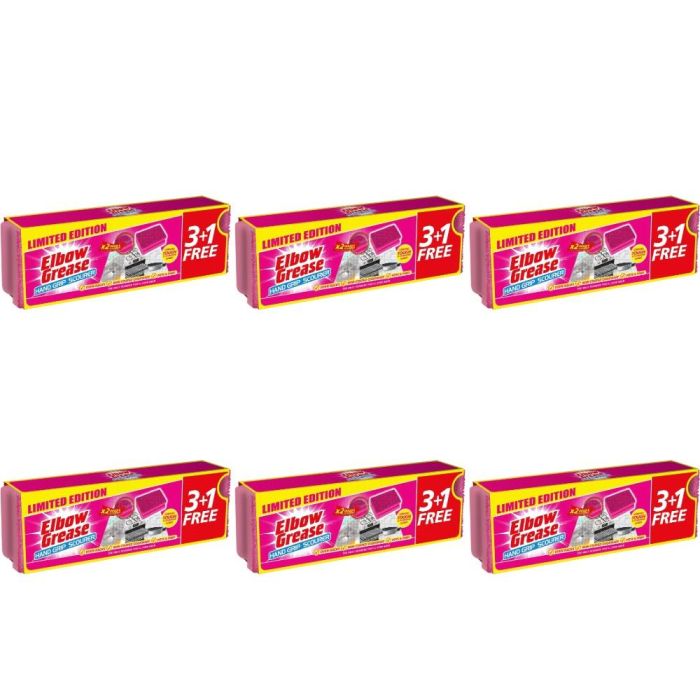 Elbow Grease Pink Hand Grip Scourers 4 Count - Pack of 6