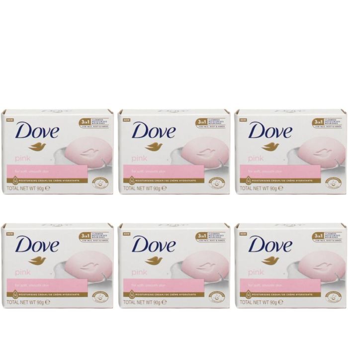 Dove Pink Moisturising Cream Soap 90g - Pack of 6