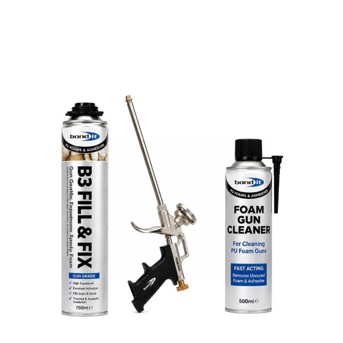 Bond It PU Foam Gun Application Kit – Foam, Gun & Cleaner