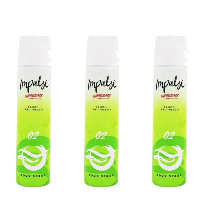 Impulse Lemon & Freesia O2 Body Spray 75ml - Pack of 3