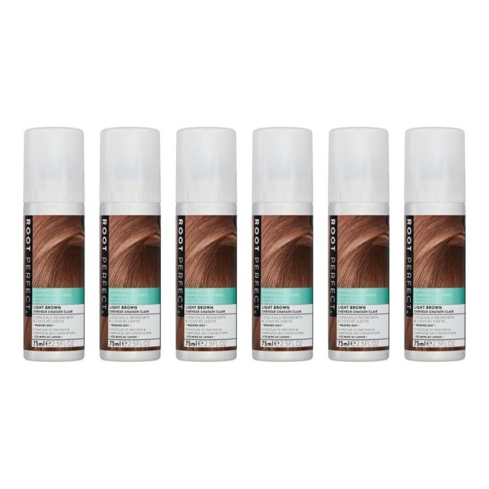 Root Perfect Instant Root Concealer Spray Light Brown 75 ML - Pack of 6