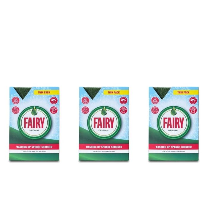Fairy Original Non Scratch Dual Sponge Scourer 2 Pieces - Pack of 3